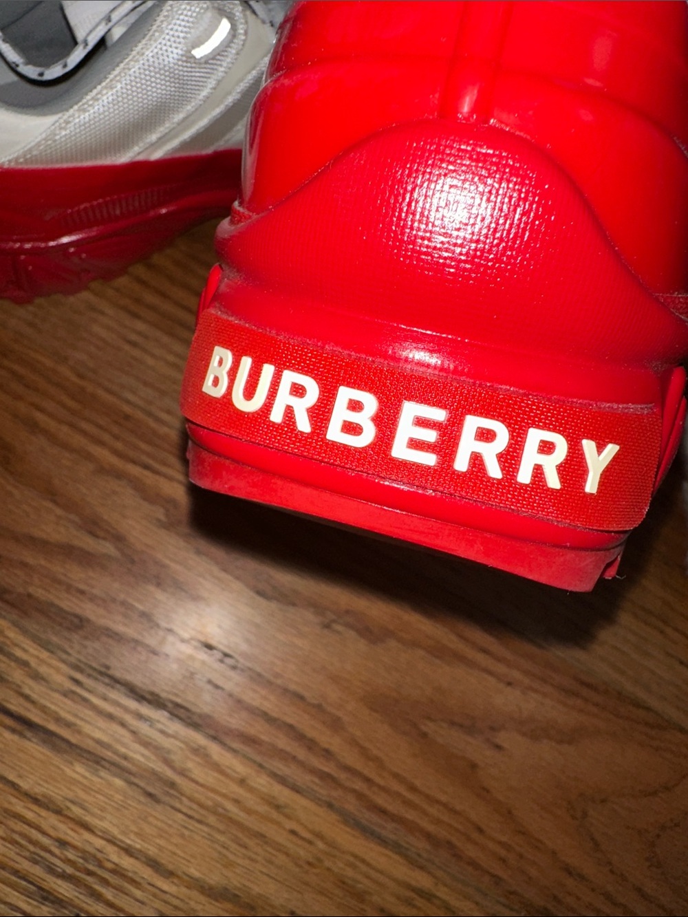 Burberry White and Red Patent Chunky Lace-Up Sneakers. New never worn. - Picture 6 of 14